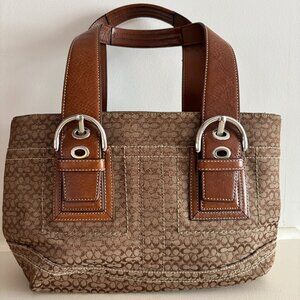 COACH Vintage Y2K Soho Signature Brown Tote Handbag F12310 Leather Straps
